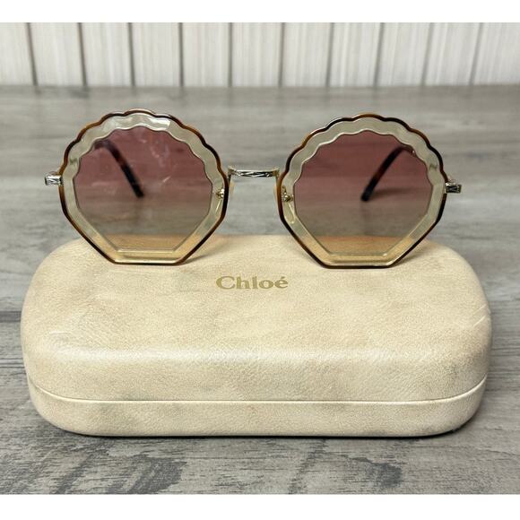 Chloé Gold Brown Geometric Round Sunglasses CH0047S main image 7